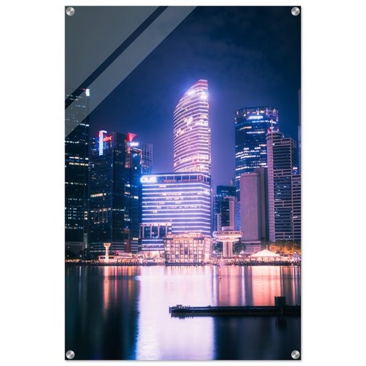 Acrylic Print of the skyline of Singapore at night