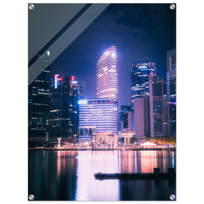 Acrylic Print of the skyline of Singapore at night