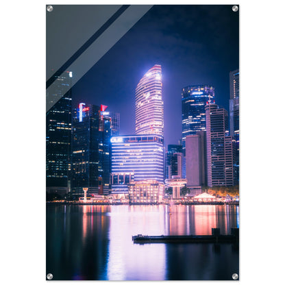 Acrylic Print of the skyline of Singapore at night